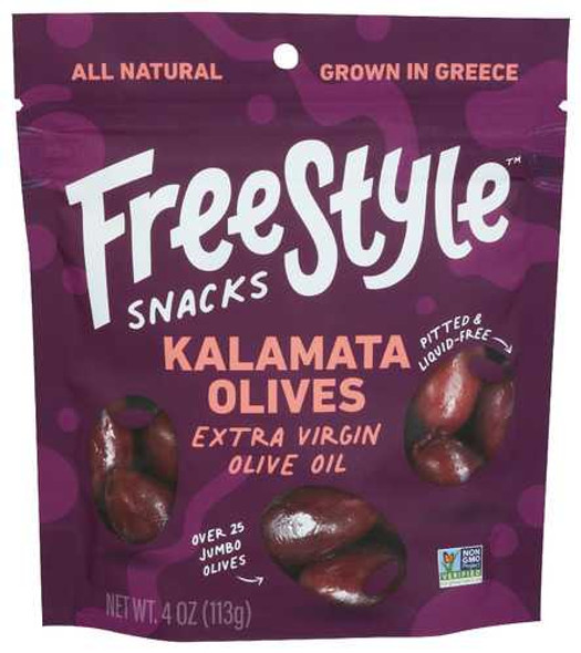 FREESTYLE SNACKS: Olives Kalamata Xtra Vgn, 4 OZ New