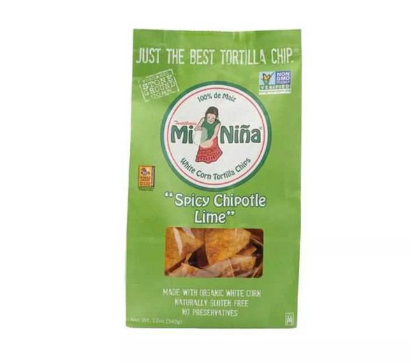 MI NINA: Spicy Chipotle Lime Tortilla Chips, 12 oz New