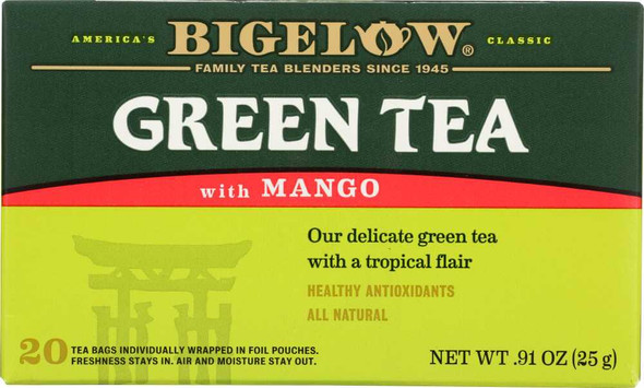 BIGELOW: Green Tea With Mango Healthy Antioxidants 20 Tea Bags, 0.91 oz New