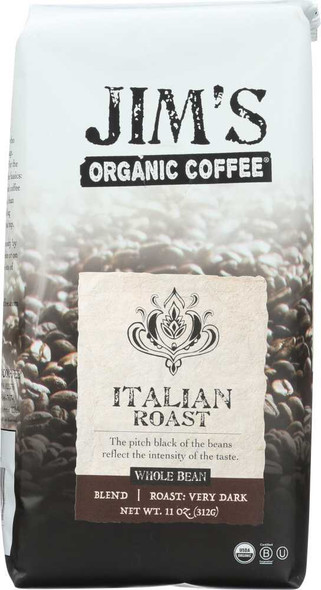 JIM'S ORGANIC COFFEE: Italian Roast Whole Bean, 11 Oz New