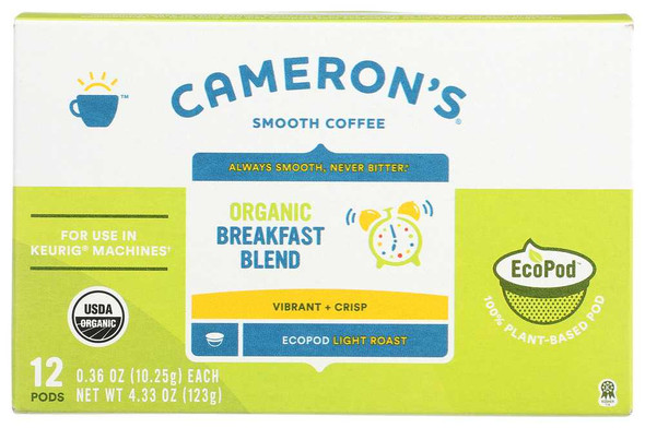 CAMERONS COFFEE: Breakfast Blend Organic Coffee 12 packets, 4.33 oz New