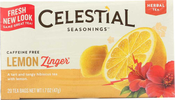 CELESTIAL SEASONINGS: Lemon Zinger Herbal Tea Caffeine Free, 20 bg New