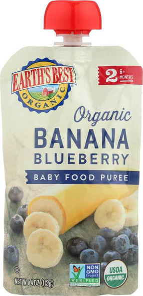 EARTHS BEST: Banana Blueberry Baby Food Puree, 4 oz New
