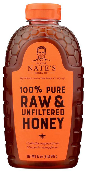 NATURE NATES: 100% Pure Raw And Unfiltered Honey, 32 oz New