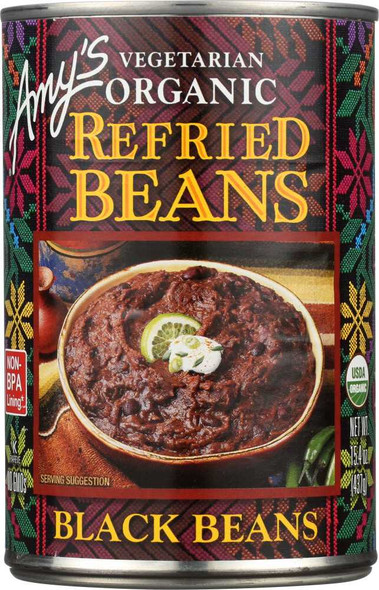 AMYS: Bean Refried Black Gluten Free, 15.4 oz New