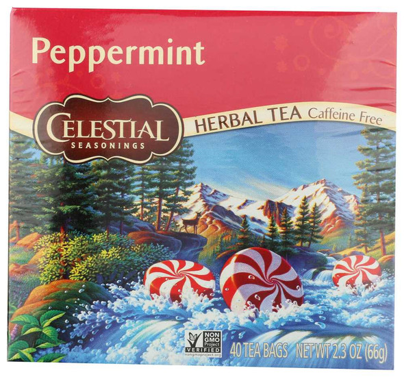 CELESTIAL SEASONINGS: Peppermint Herbal Tea, 40 bg New