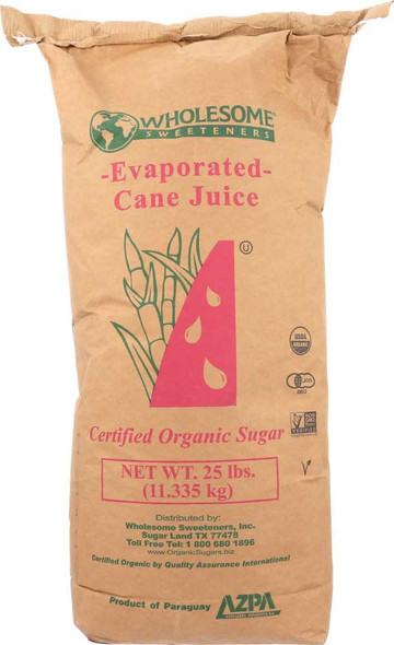 WHOLESOME: Cane Sugar Organic, 25 lb New
