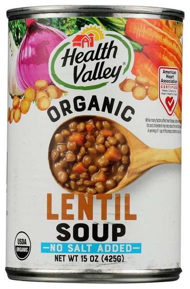 HEALTH VALLEY: No Salt Organic Lentil soup, 15 oz New