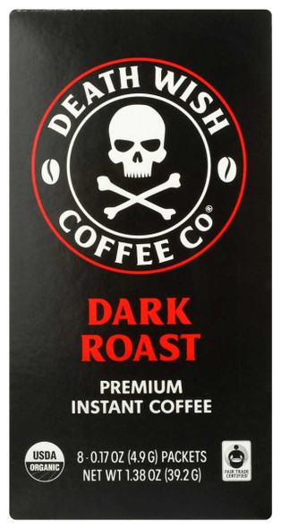 DEATH WISH COFFEE: Dark Roast Instant Coffee, 8 ea New