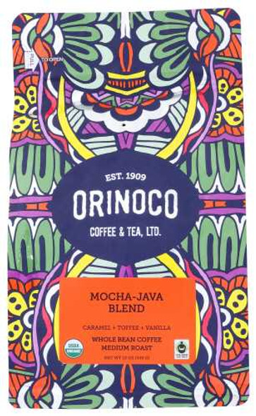 ORINOCO COFFEE TEA: Mocha Java Blend Coffee Whole Bean, 12 oz New