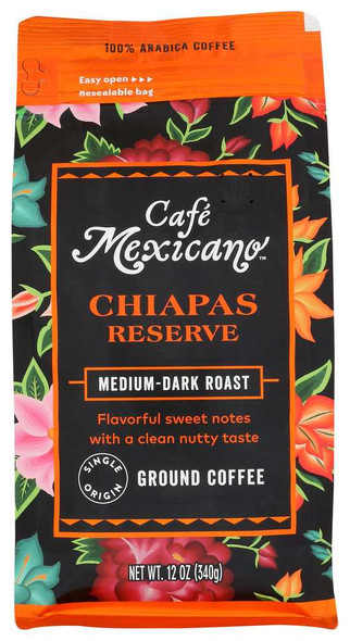 CAFE MEXICANO: Coffee Grnd Chiapas Rsv, 12 oz New