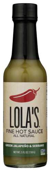 LOLAS FINE HOT SAUCE: Sauce Hot Grn Jal Serrano, 5 OZ New