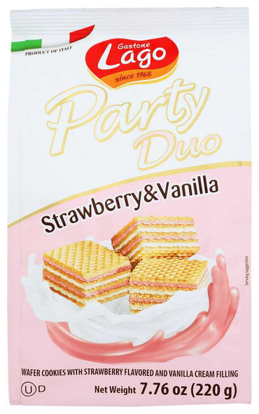 GASTONE LAGO: Party Duo Strawberry Vanilla Wafers, 7.76 oz New