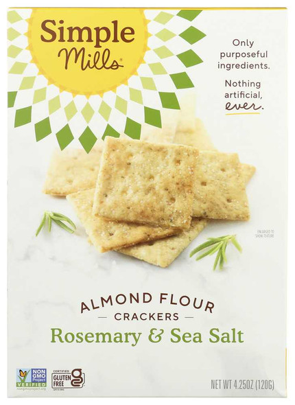 SIMPLE MILLS: Rosemary Sea Salt Crackers, 4.25 oz New