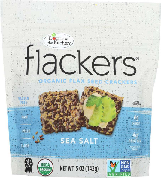 DOCTOR IN THE KITCHEN: Flackers Flax Seed Crackers Sea Salt, 5 oz New