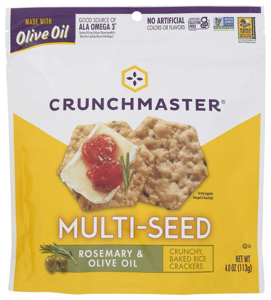 CRUNCHMASTER: Multiseed Rosemary and Olive Oil Crackers, 4 oz New