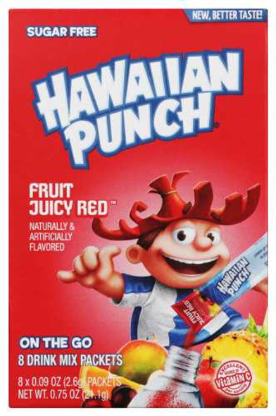 HAWAIIAN PUNCH: Fruit Juicy Red On The Go 8 Drink Mix Packets, 0.75 oz New