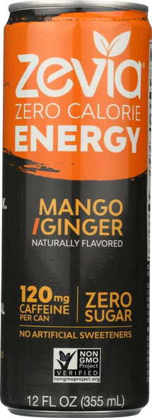ZEVIA: Energy Mango Ginger Zero Calorie, 12 oz New
