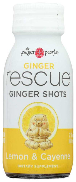GINGER PEOPLE: Rescue Ginger Shots Lemon & Cayenne, 2 oz New