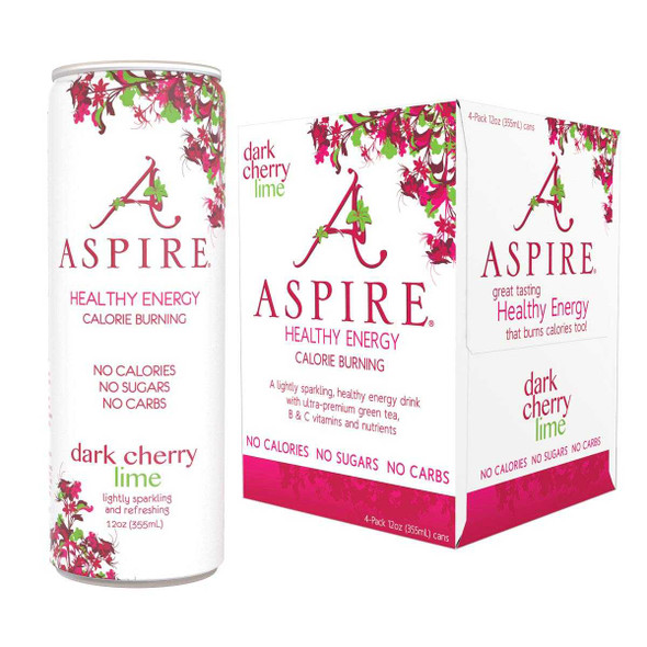 ASPIRE: Dark Cherry Lime Healthy Energy Drinks 4Pack, 48 fo New