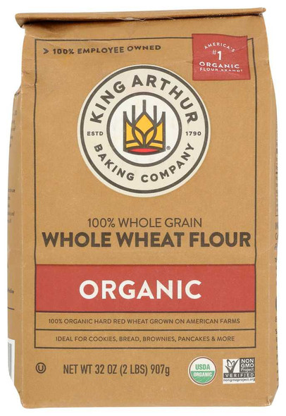 KING ARTHUR: Organic Whole Wheat Flour, 2 lb New
