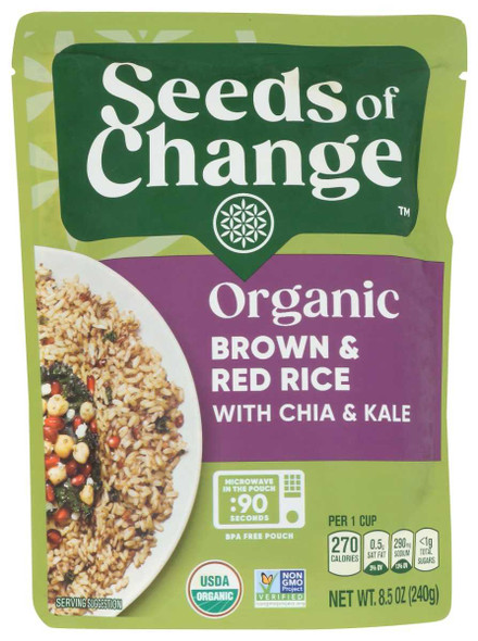 SEEDS OF CHANGE: Organic Brown and Red Rice With Chia and Kale Pouch, 8.5 oz New