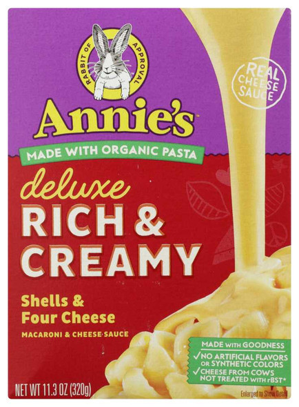 ANNIES HOMEGROWN: Deluxe Rich and Creamy Shells and Four Cheese Mac and Cheese, 11.3 oz New