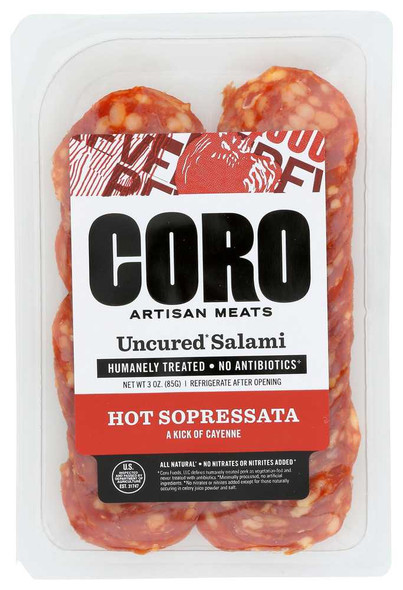 CORO FOODS: Hot Sopressata Salami Sliced Pack, 3 oz New
