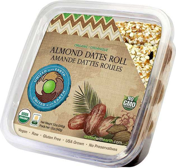 UNITED WITH EARTH: Organic Almond Roll Dates, 12 oz New