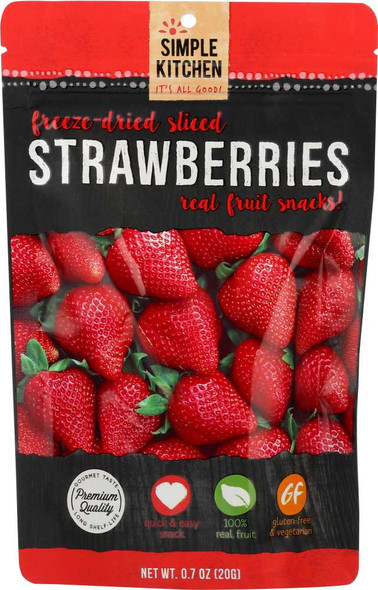 SIMPLE KITCHEN: Freeze Dried Sliced Strawberries Real Fruit Snacks, 0.7 oz New