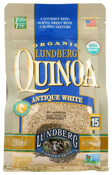 LUNDBERG: Organic White Antique Quinoa, 1 lb New