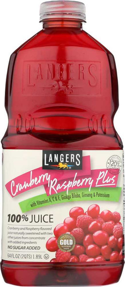 LANGERS: 100% Juice Cranberry Raspberry, 64 oz New