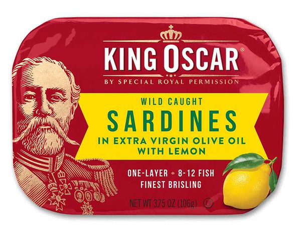 KING OSCAR: Sardine 1 Layer Evoo Lemon, 3.75 OZ New