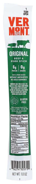VERMONT SMOKE AND CURE: Natural Snack Cracked Pepper Beef and Pork Real Stick, 1 oz New