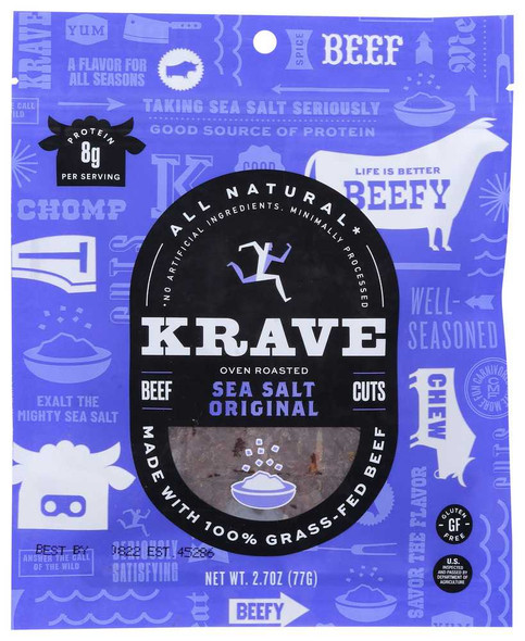 KRAVE: Beef Jerky Sea Salt Original, 2.7 Oz New