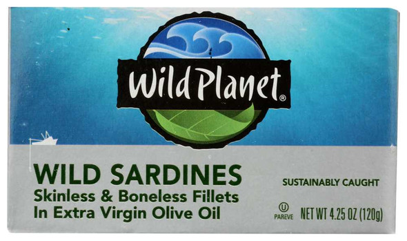 WILD PLANET: Sardines Boneless Skinless in Extra Virgin Olive Oil, 4.25 oz New