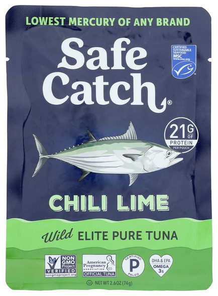 SAFECATCH: Elite Wild Tuna Pouch Chili Lime, 2.6 oz New