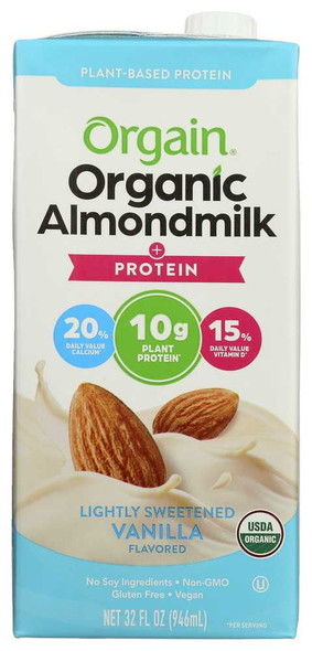 ORGAIN: Organic Almond Milk Lightly Sweetened Vanilla, 32 oz New