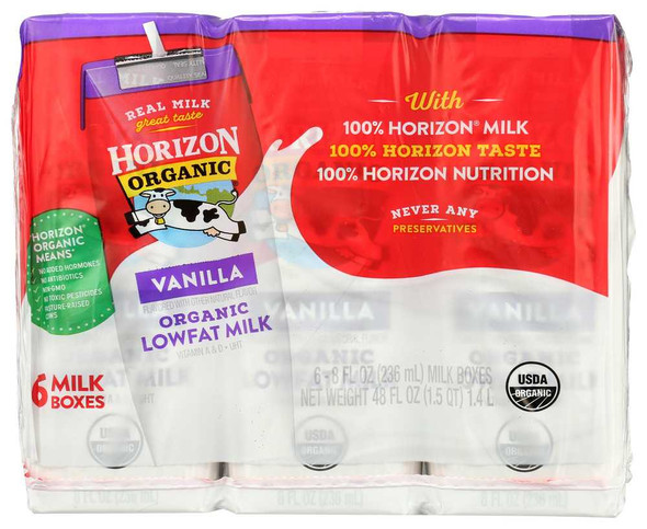 HORIZON: Milk 1% Vanilla Asep 6 Pack, 48 oz New