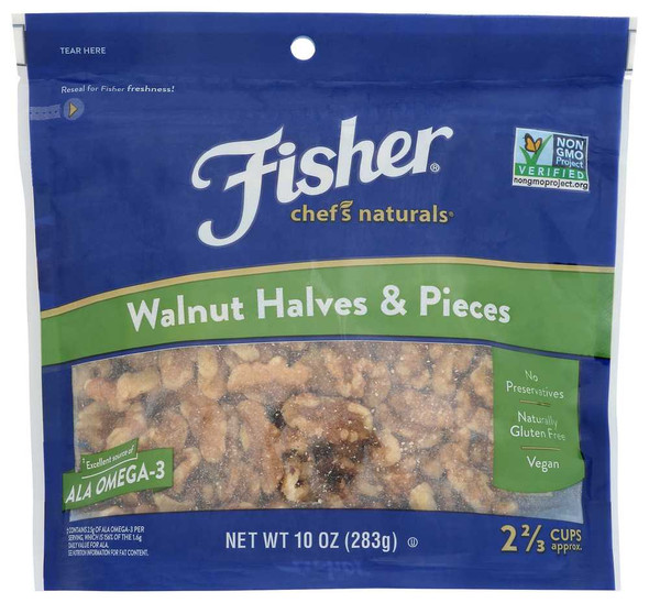 FISHER: Walnut Halves and Pieces, 10 oz New