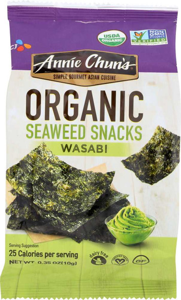 ANNIE CHUNS: Organic Seaweed Snack Wasabi, 0.35 oz New
