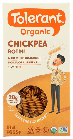 TOLERANT: Organic Chickpea Rotini, 8 oz New