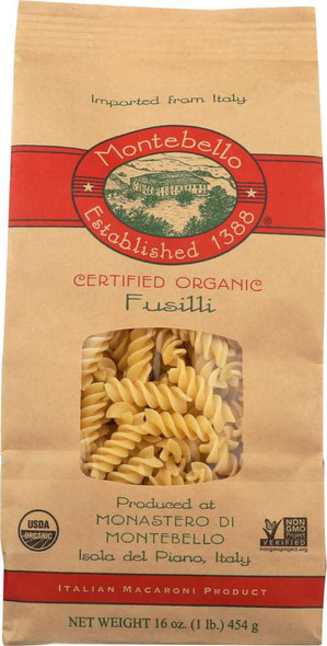 MONTEBELLO: Pasta Fusilli Organic, 16 oz New