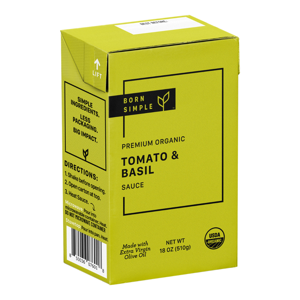 BORN SIMPLE: Sauce Tomato & Basil Org, 18 OZ New