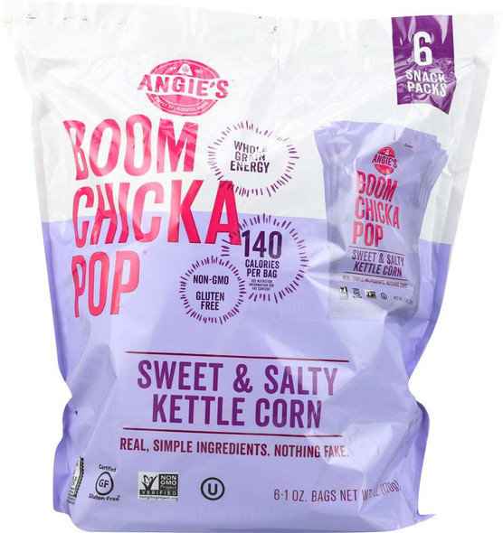 ANGIES: Sweet & Salty Kettle Corn 6 ct, 6 oz New