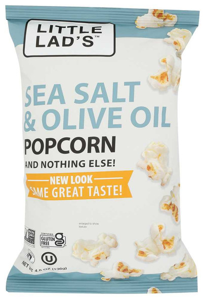 LITTLE LADS: Sea Salt And Olive Oil Popcorn, 4.8 oz New