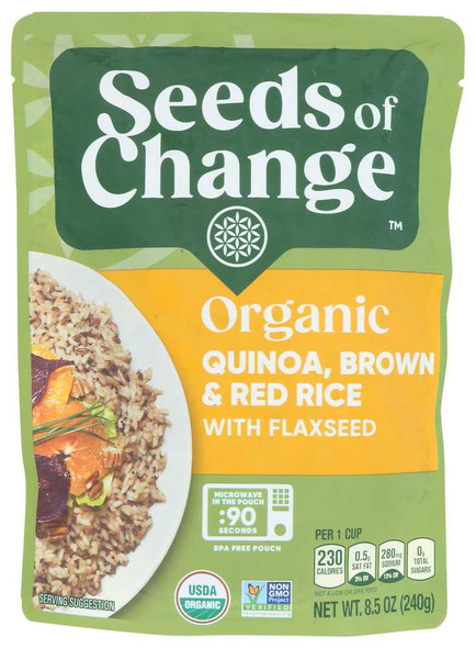 SEEDS OF CHANGE: Organic Quinoa, Brown & Red Rice with Flaxseed, 8.5 oz New