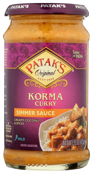PATAK'S: Cooking Sauce Rich Creamy Coconut Korma Curry, 15 Oz New