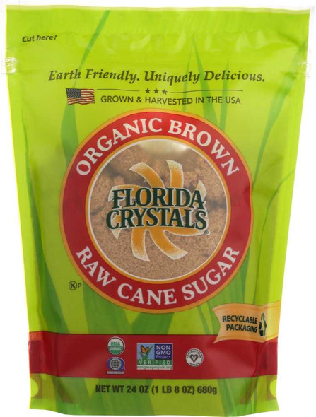 FLORIDA CRYSTALS: Organic Brown Cane Sugar, 24 oz New