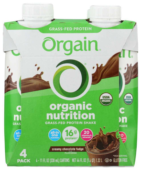 ORGAIN: Organic Nutritional Shake Creamy Chocolate Fudge 4 count, 44 oz New